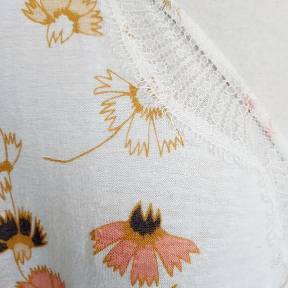 Free People White Floral Crop Racerback Tank Size 6 - Picture 8 of 13